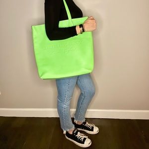 Burberry Remington Tote Neon Green Grained Leather